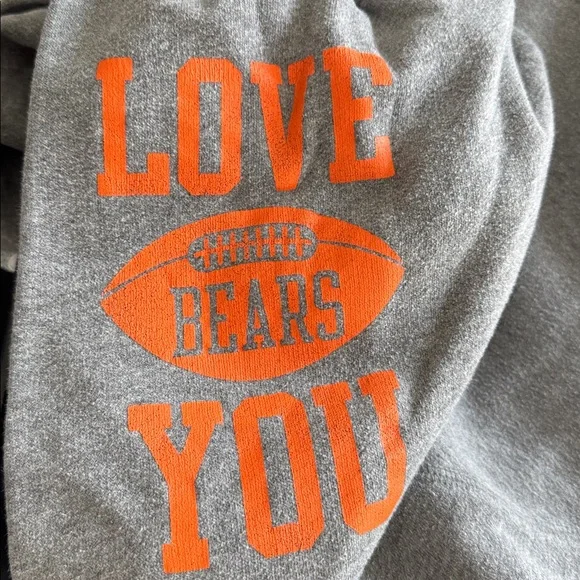 Gray Hoodie with Chicago Bears Football Helmet Design - Picture 5 of 6